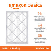 Amazon Basics 14x20x1 Air Filter 6 Pack, MERV 8 AC Furnace Filters (Actual Size: 13.75 x 19.75 x .75)